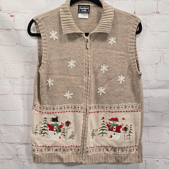 Southern Lady Snowman Cardinal Christmas Vest Ugly Sweater Womens Size Small - Picture 1 of 11